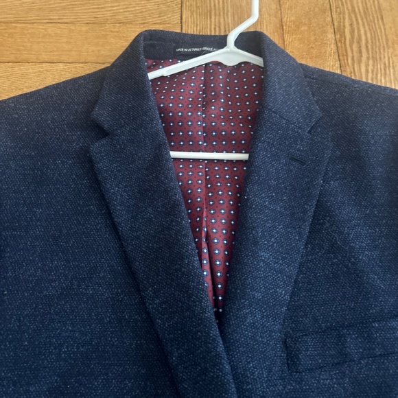 Tommy Hilfiger Mens Blue Wool Blend Blazer Jacket Size 46R Red Lining - Picture 3 of 4